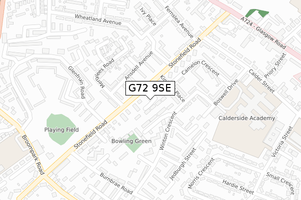 G72 9SE map - large scale - OS Open Zoomstack (Ordnance Survey)
