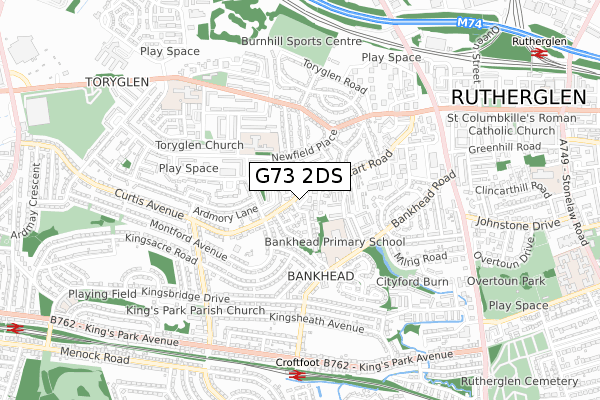 G73 2DS map - small scale - OS Open Zoomstack (Ordnance Survey)