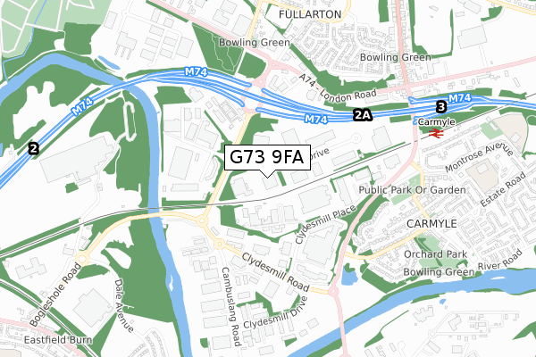 G73 9FA map - small scale - OS Open Zoomstack (Ordnance Survey)