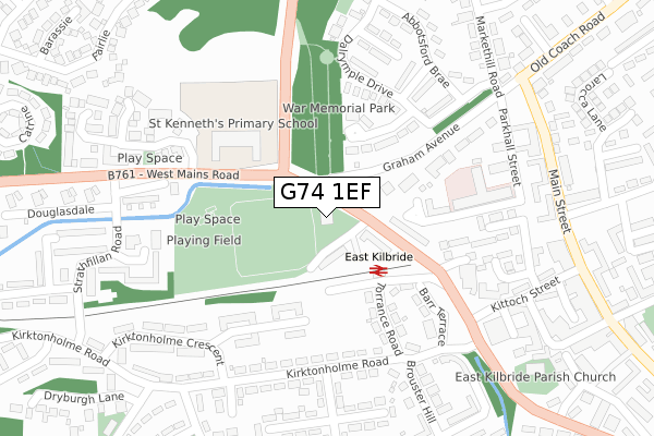 G74 1EF map - large scale - OS Open Zoomstack (Ordnance Survey)