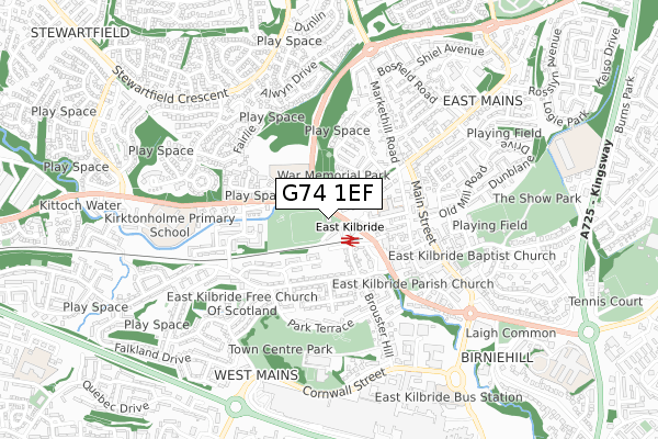 G74 1EF map - small scale - OS Open Zoomstack (Ordnance Survey)