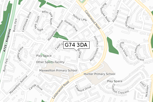 G74 3DA map - large scale - OS Open Zoomstack (Ordnance Survey)