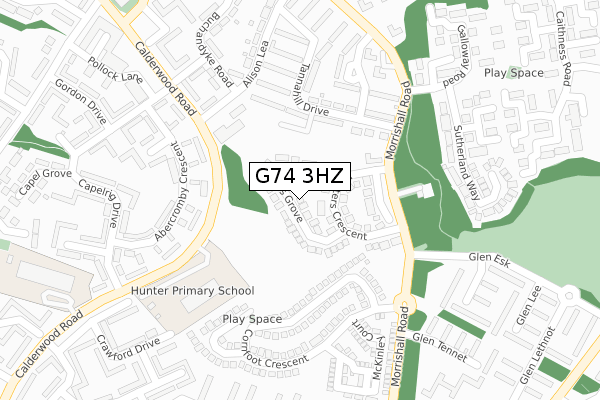 G74 3HZ map - large scale - OS Open Zoomstack (Ordnance Survey)