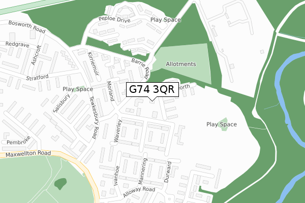 G74 3QR map - large scale - OS Open Zoomstack (Ordnance Survey)