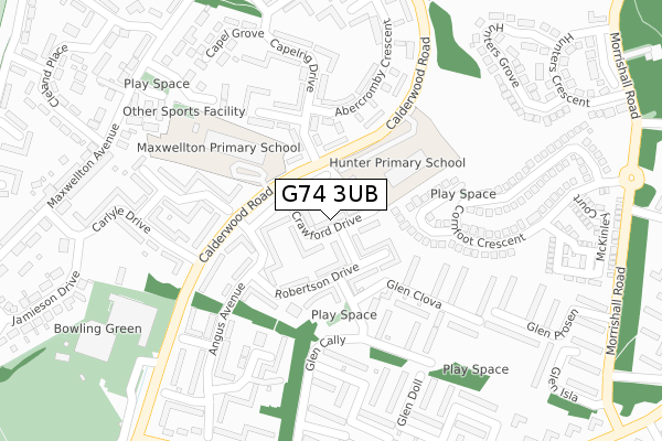 G74 3UB map - large scale - OS Open Zoomstack (Ordnance Survey)