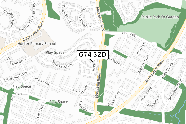 G74 3ZD map - large scale - OS Open Zoomstack (Ordnance Survey)