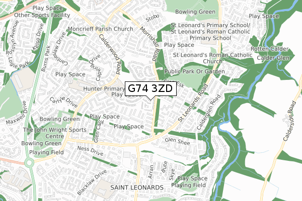 G74 3ZD map - small scale - OS Open Zoomstack (Ordnance Survey)