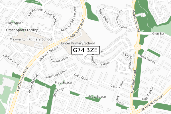 G74 3ZE map - large scale - OS Open Zoomstack (Ordnance Survey)