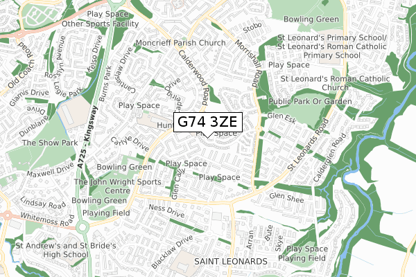 G74 3ZE map - small scale - OS Open Zoomstack (Ordnance Survey)