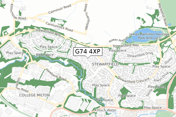 G74 4XP map - small scale - OS Open Zoomstack (Ordnance Survey)