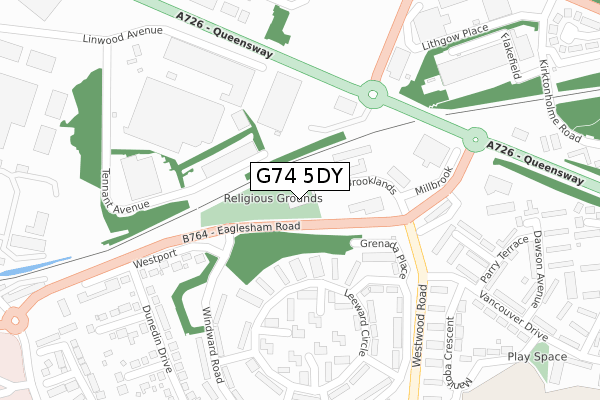 G74 5DY map - large scale - OS Open Zoomstack (Ordnance Survey)