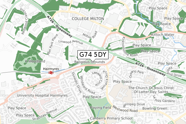 G74 5DY map - small scale - OS Open Zoomstack (Ordnance Survey)