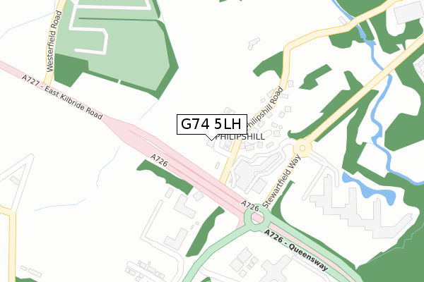 G74 5LH map - large scale - OS Open Zoomstack (Ordnance Survey)