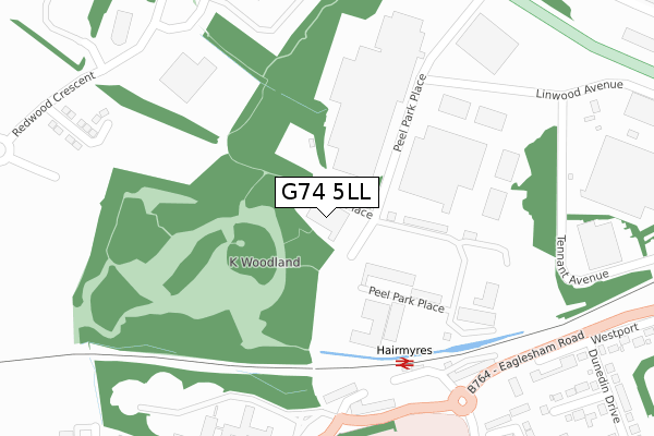 G74 5LL map - large scale - OS Open Zoomstack (Ordnance Survey)