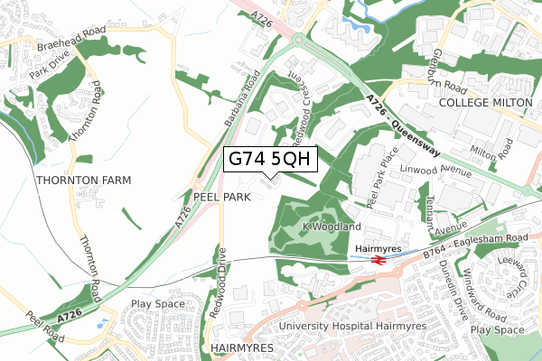 G74 5QH map - small scale - OS Open Zoomstack (Ordnance Survey)