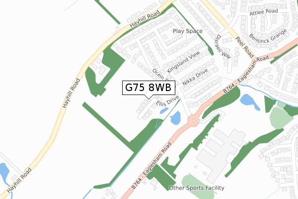 G75 8WB map - large scale - OS Open Zoomstack (Ordnance Survey)