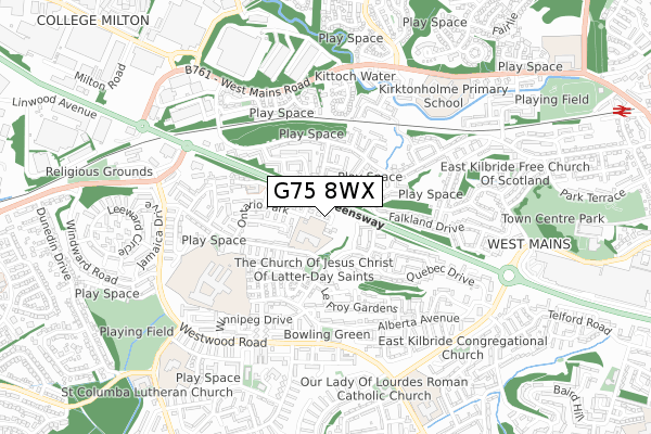 G75 8WX map - small scale - OS Open Zoomstack (Ordnance Survey)