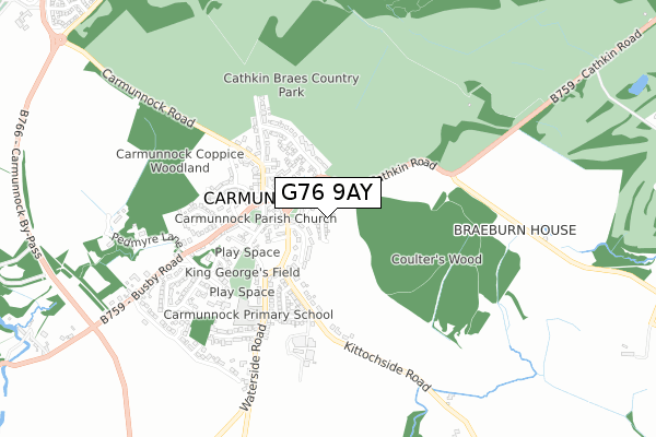 G76 9AY map - small scale - OS Open Zoomstack (Ordnance Survey)