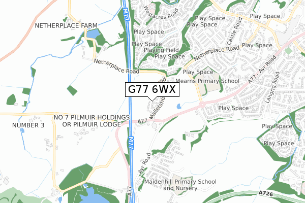 G77 6WX map - small scale - OS Open Zoomstack (Ordnance Survey) G77 6WX map - small scale - OS Open Zoomstack (Ordnance Survey)
