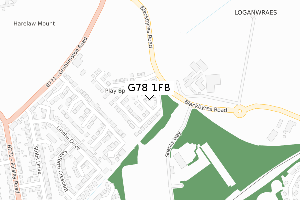 G78 1FB map - large scale - OS Open Zoomstack (Ordnance Survey) G78 1FB map - large scale - OS Open Zoomstack (Ordnance Survey)