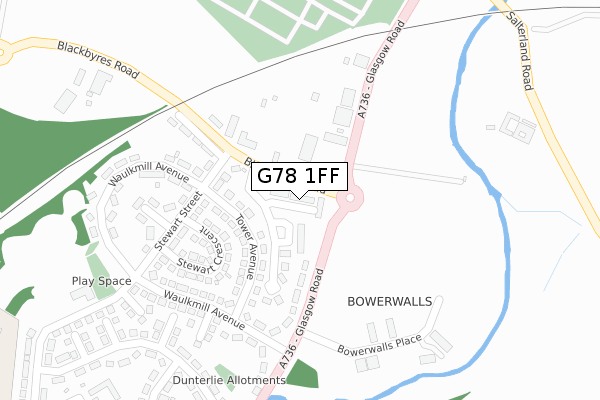 G78 1FF map - large scale - OS Open Zoomstack (Ordnance Survey)