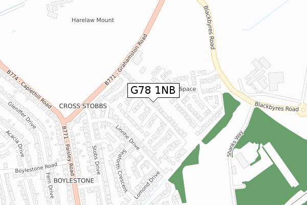G78 1NB map - large scale - OS Open Zoomstack (Ordnance Survey)
