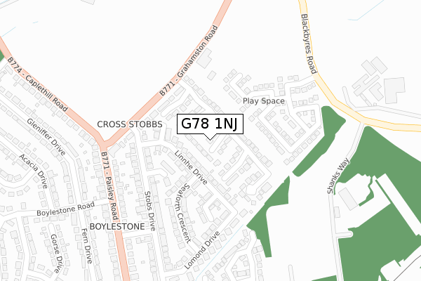 G78 1NJ map - large scale - OS Open Zoomstack (Ordnance Survey) G78 1NJ map - large scale - OS Open Zoomstack (Ordnance Survey)