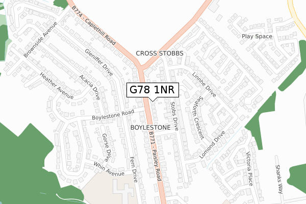 G78 1NR map - large scale - OS Open Zoomstack (Ordnance Survey)