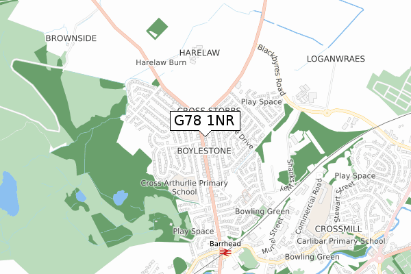 G78 1NR map - small scale - OS Open Zoomstack (Ordnance Survey)