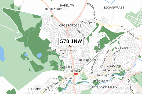 G78 1NW map - small scale - OS Open Zoomstack (Ordnance Survey) G78 1NW map - small scale - OS Open Zoomstack (Ordnance Survey)