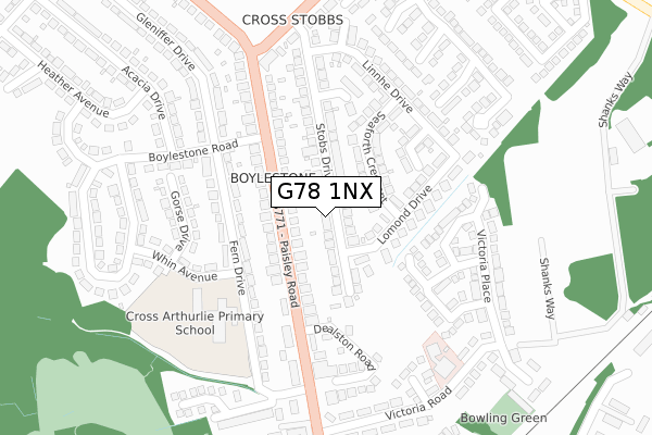 G78 1NX map - large scale - OS Open Zoomstack (Ordnance Survey) G78 1NX map - large scale - OS Open Zoomstack (Ordnance Survey)