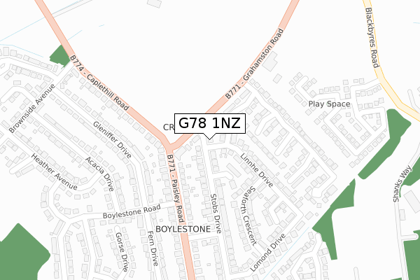 G78 1NZ map - large scale - OS Open Zoomstack (Ordnance Survey)