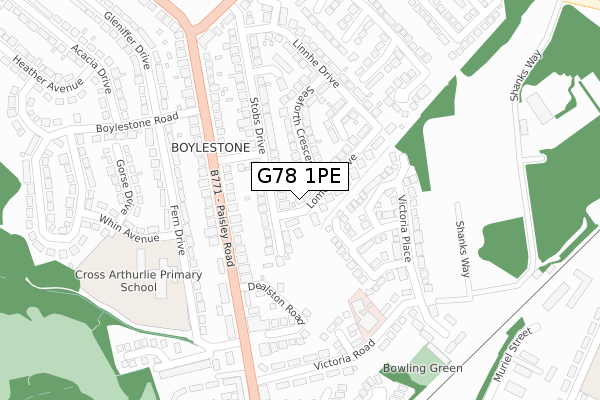 G78 1PE map - large scale - OS Open Zoomstack (Ordnance Survey)