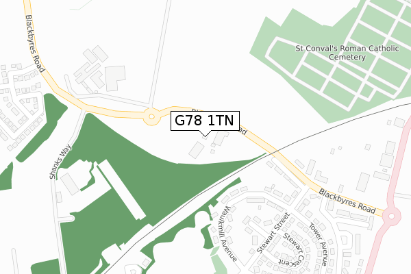 G78 1TN map - large scale - OS Open Zoomstack (Ordnance Survey)