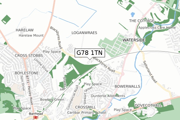 G78 1TN map - small scale - OS Open Zoomstack (Ordnance Survey) G78 1TN map - small scale - OS Open Zoomstack (Ordnance Survey)