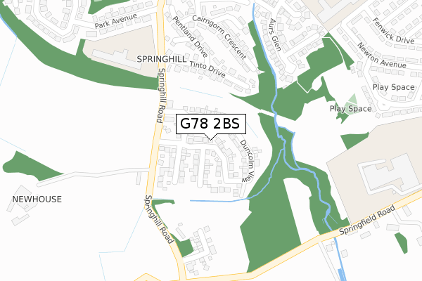 G78 2BS map - large scale - OS Open Zoomstack (Ordnance Survey)