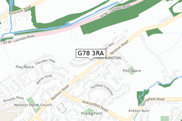 G78 3RA map - large scale - OS Open Zoomstack (Ordnance Survey)