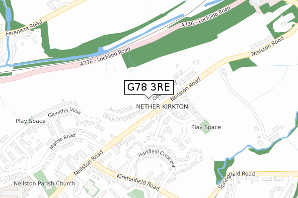 G78 3RE map - large scale - OS Open Zoomstack (Ordnance Survey)