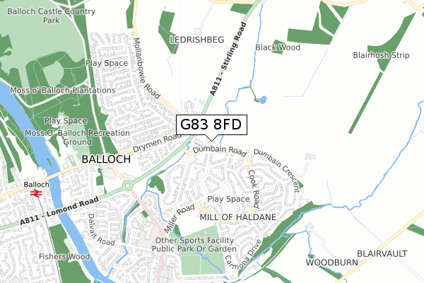 G83 8FD map - small scale - OS Open Zoomstack (Ordnance Survey)
