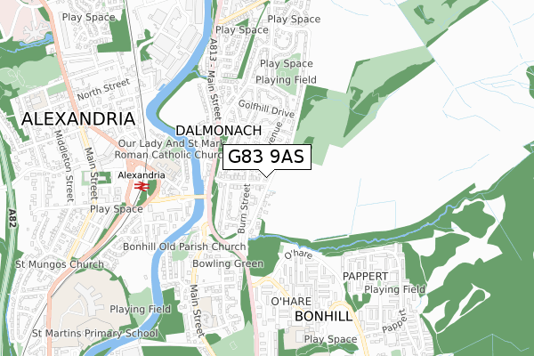 G83 9AS map - small scale - OS Open Zoomstack (Ordnance Survey)