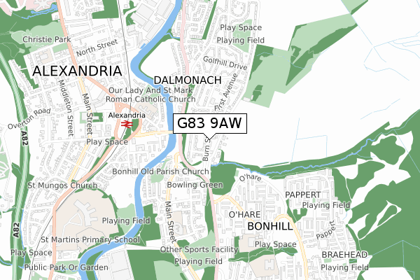 G83 9AW map - small scale - OS Open Zoomstack (Ordnance Survey)