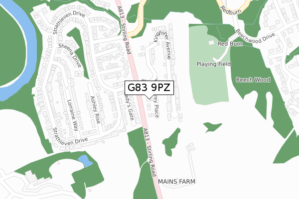 G83 9PZ map - large scale - OS Open Zoomstack (Ordnance Survey)