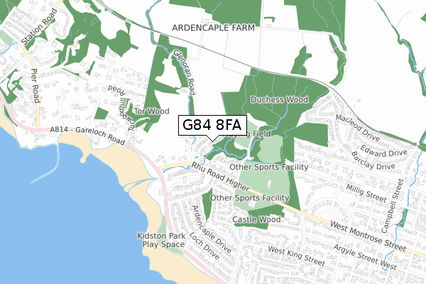 G84 8FA map - small scale - OS Open Zoomstack (Ordnance Survey)