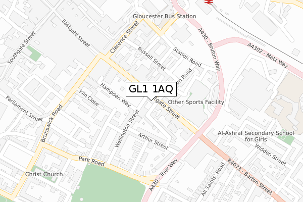 GL1 1AQ map - large scale - OS Open Zoomstack (Ordnance Survey) GL1 1AQ map - large scale - OS Open Zoomstack (Ordnance Survey)