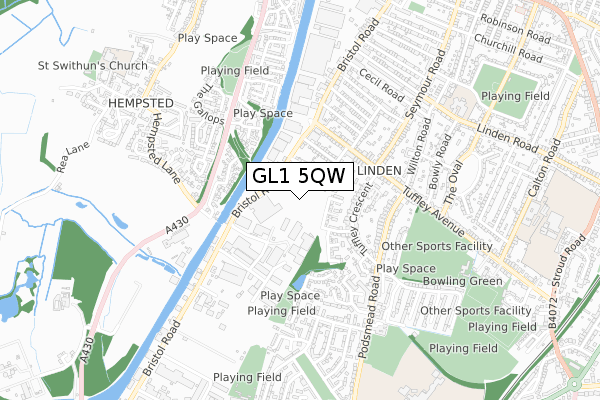 GL1 5QW map - small scale - OS Open Zoomstack (Ordnance Survey) GL1 5QW map - small scale - OS Open Zoomstack (Ordnance Survey)