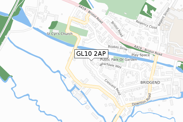 GL10 2AP map - large scale - OS Open Zoomstack (Ordnance Survey)