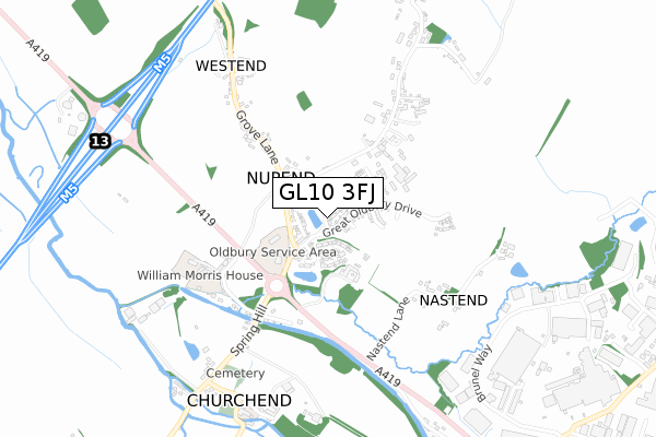 GL10 3FJ map - small scale - OS Open Zoomstack (Ordnance Survey)