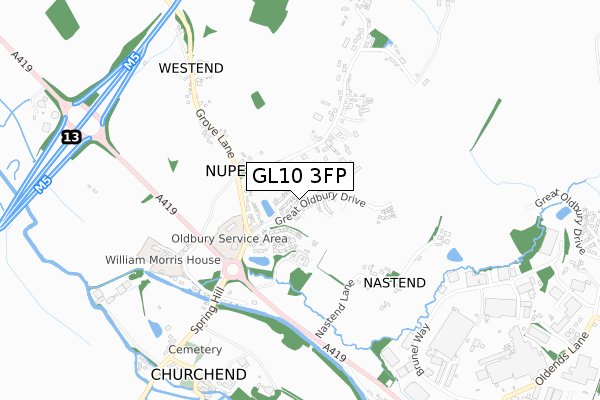 GL10 3FP map - small scale - OS Open Zoomstack (Ordnance Survey)