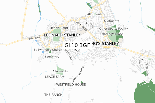 GL10 3GF map - small scale - OS Open Zoomstack (Ordnance Survey)