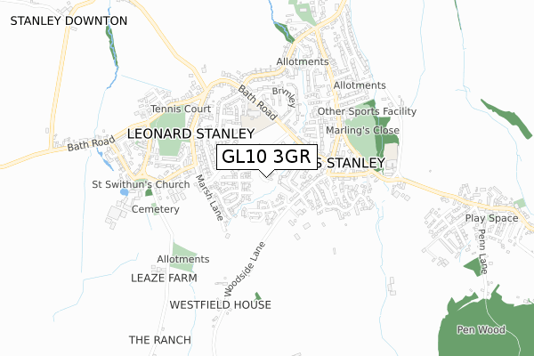 GL10 3GR map - small scale - OS Open Zoomstack (Ordnance Survey)